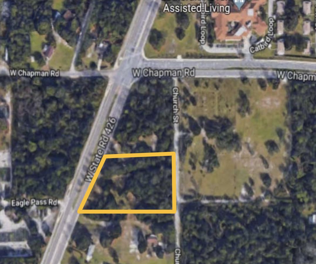 Aerial view of Oviedo land for sale.